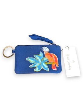 Vera Bradley NWT Rainforest Canopy Zip ID Case with Parrot Embroidery